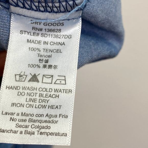 1250 C Blue Short Sleeve Chambray Tencel Sheath Dress Women's Size Small S - Picture 7 of 7